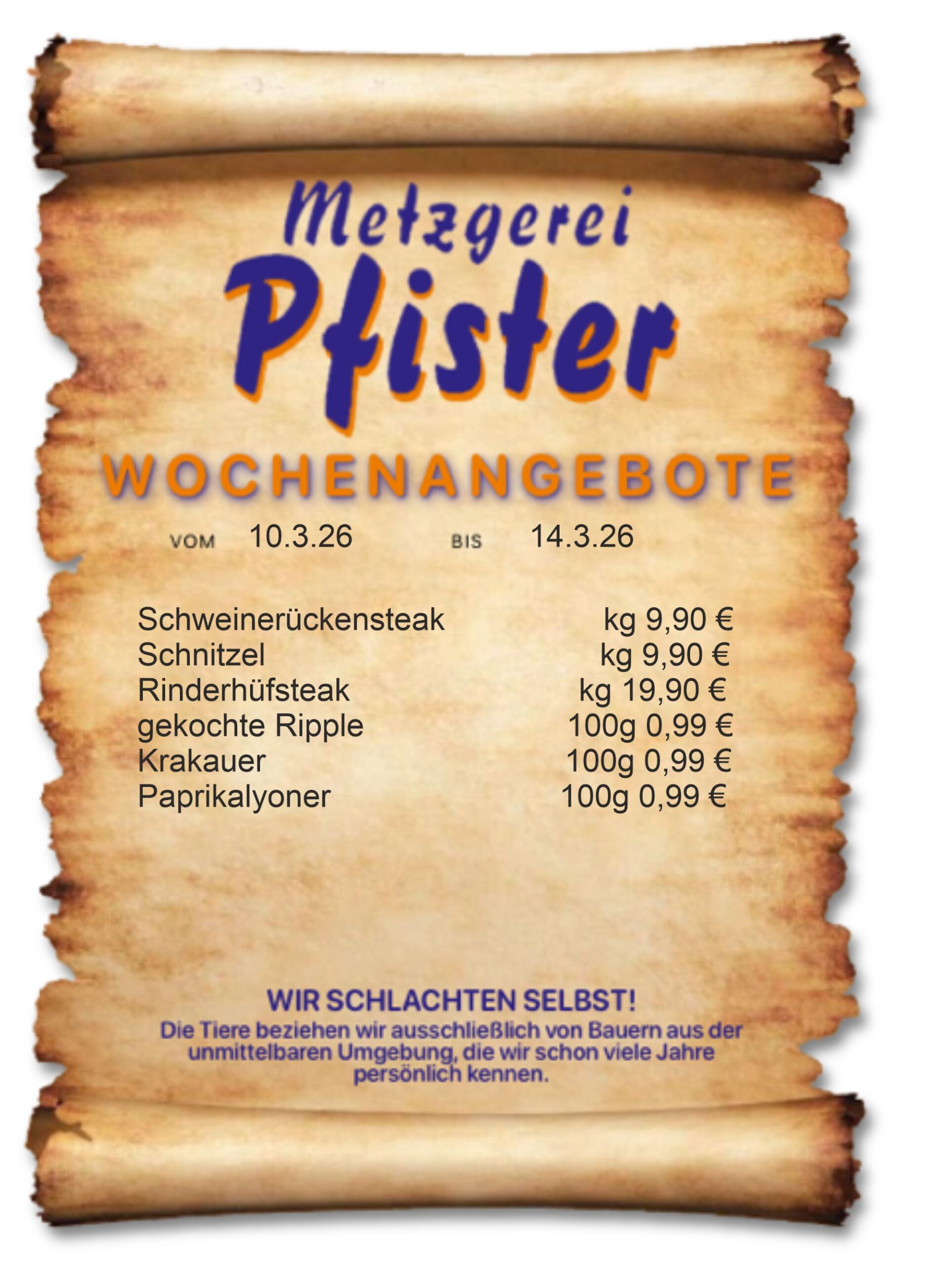 Angebote Homepage neu Speiseplan der Metzgerei Pfister in Burladingen. 22.07.-25.07.2025 Josengasse 4 72393 Burladingen +49 (0) 7475 203