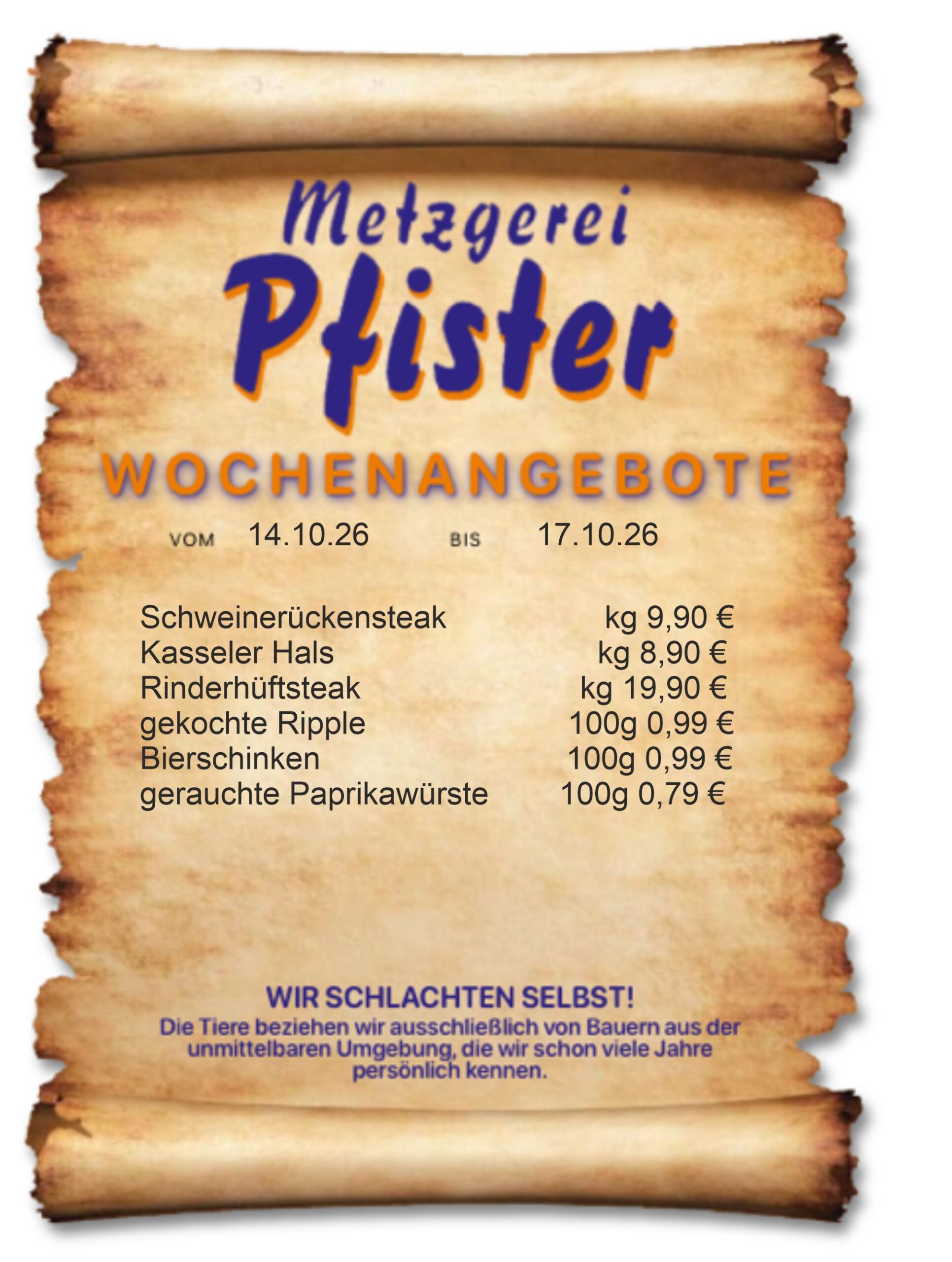 Angebote Homepage neu Speiseplan der Metzgerei Pfister in Burladingen. 22.07.-25.07.2025 Josengasse 4 72393 Burladingen +49 (0) 7475 203